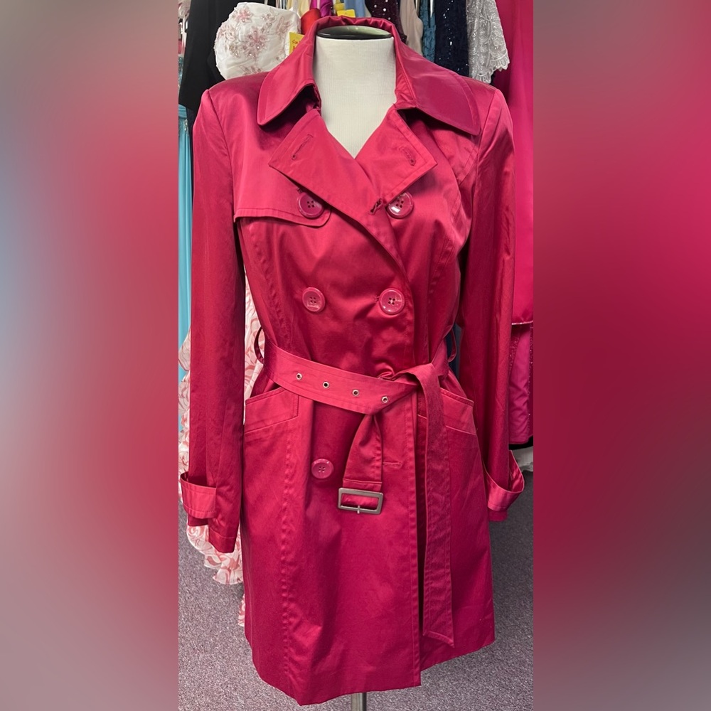 STYLE & CO Women's Double-Breasted Trench Coat - Red